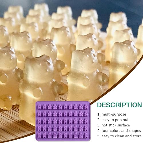 Miniatura 4 de Juego de 4 moldes de silicona para gomitas, moldes de caramelo con 2 cuentagotas para un relleno cómodo, juego de moldes de chocolate incluye moldes