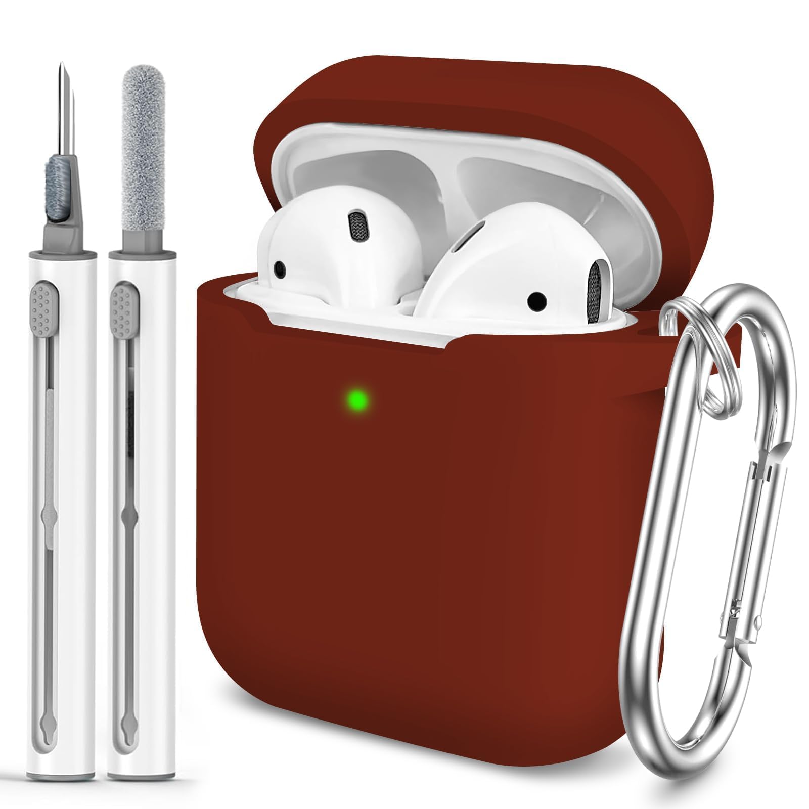 Woyinger for AirPods 1/2 Case Cover,Come with Cleaner Kit,Soft Skin Silicone Case Cover with Keychain,Full Protective Case for Men and Women,