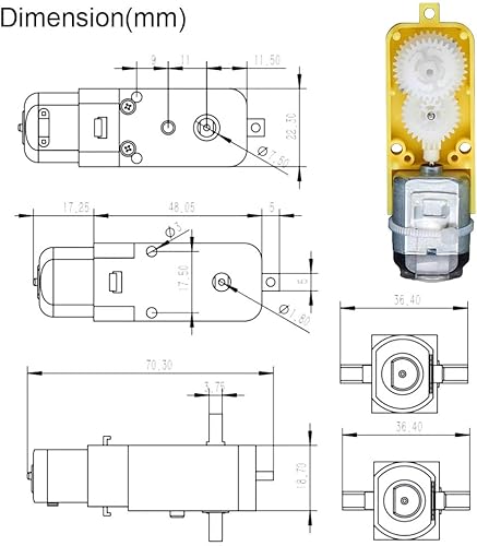 Miniatura 6 de 8pcs DC3V-12V DC Geared Motor, para aviones JuguetesCuerpo robóticoCoche de juguete de tracción en las cuatro ruedas, Número de lote Doble eje 148