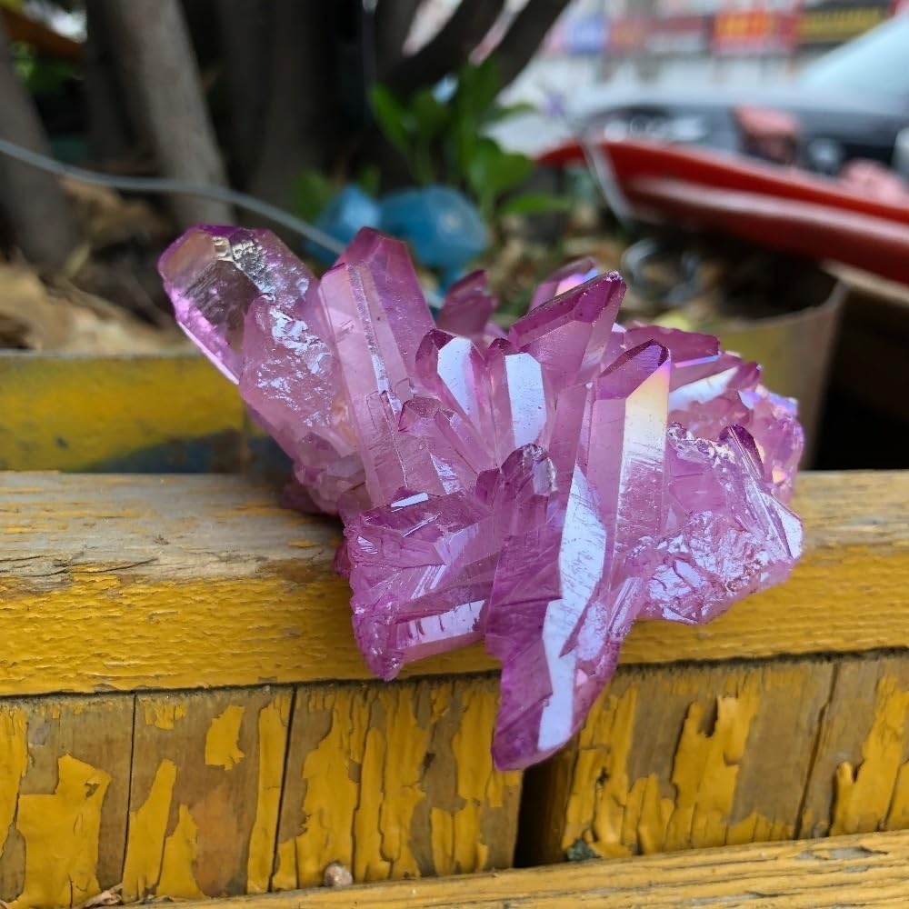 Purple with Aura Quartz Crystal Cluster Ornaments