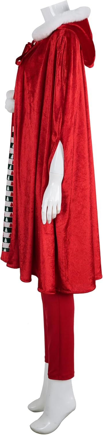 Women Christmas Costume 3 Pieces Movie Cosplay Outfit with Red Cloak - Image 7