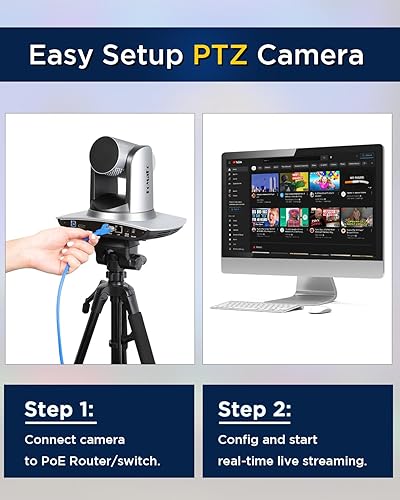 Miniatura 8 de FoMaKo AI Auto Tracking HDMI PTZ Cámara 20x Zoom óptico IP USB3.0 HDMI PTZ Cámara para servicios religiosos Educación de adoración, PoE 1080P60