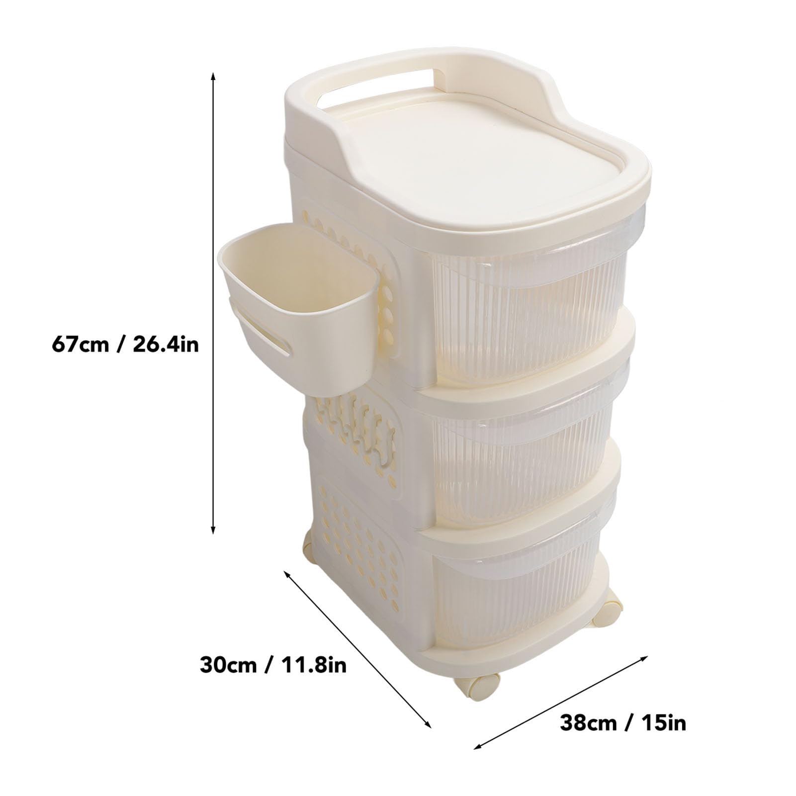 Cryfokt Carro para Cambiar Pañales para Bebés, Estante de Almacenamiento Resistente de 3 Capas con Ruedas para Artículos Esenciales para Guardería de Recién Nacidos