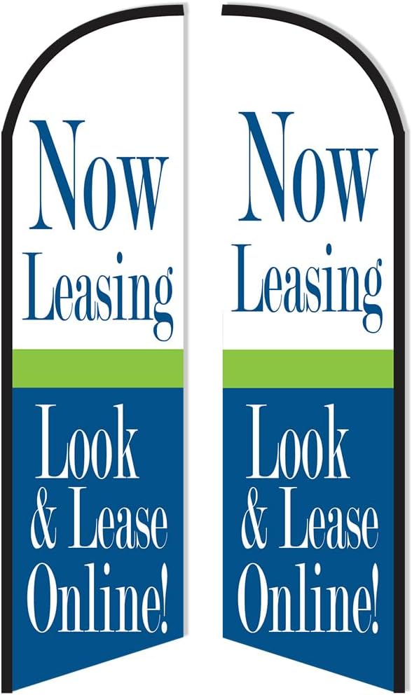 Double Sided Widebody Feather Flag (XL - 11.5 Feet) with 3rd light stop layer - Now Leasing - Look & Lease Online - Chearful by Welcome Home America