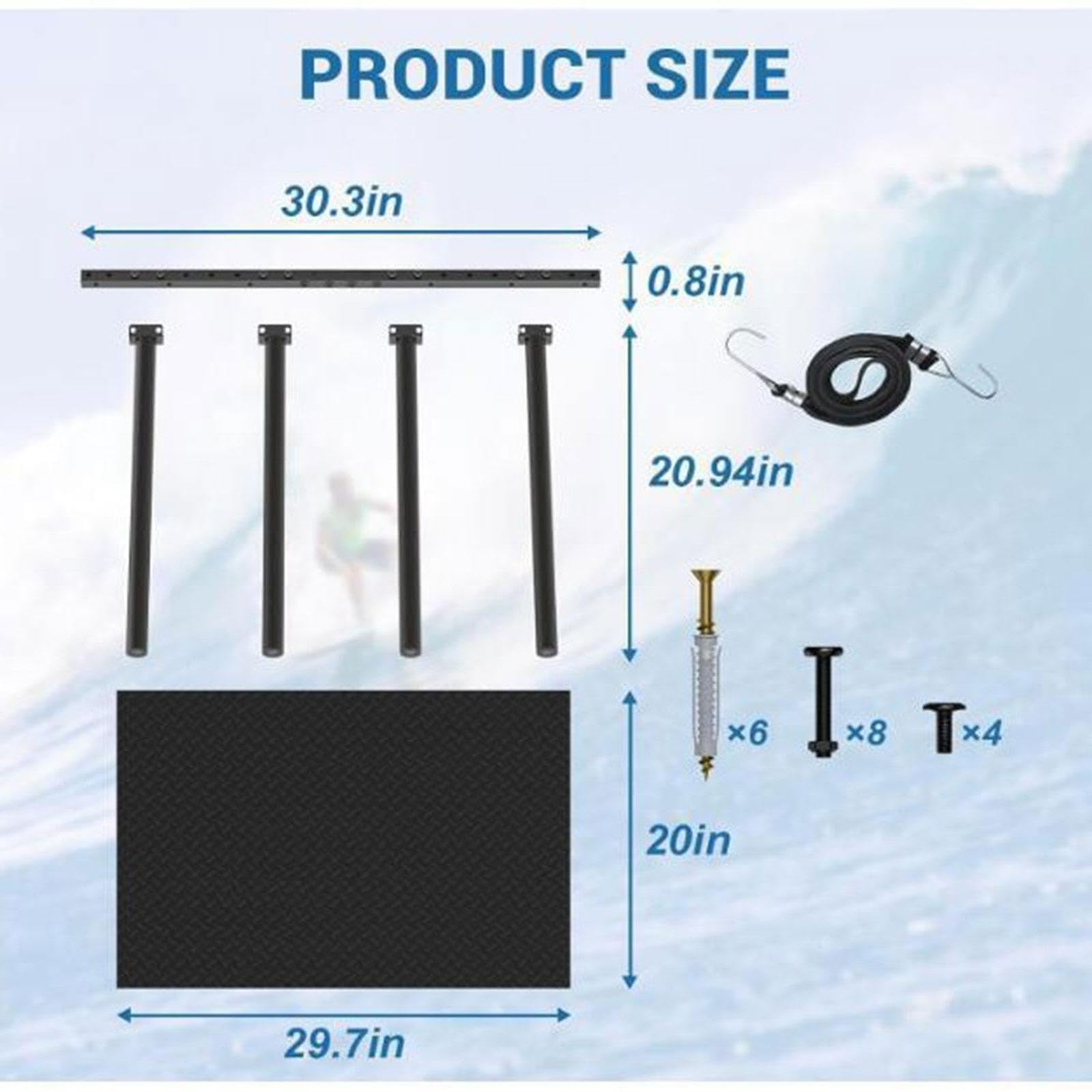 Porta Tavola da Surf Verticale Supporto a Muro Rastrelliera Regolabile Espositore con Cinghie in Lattice E Imbottitura Anti Graffio Adatto per Organi