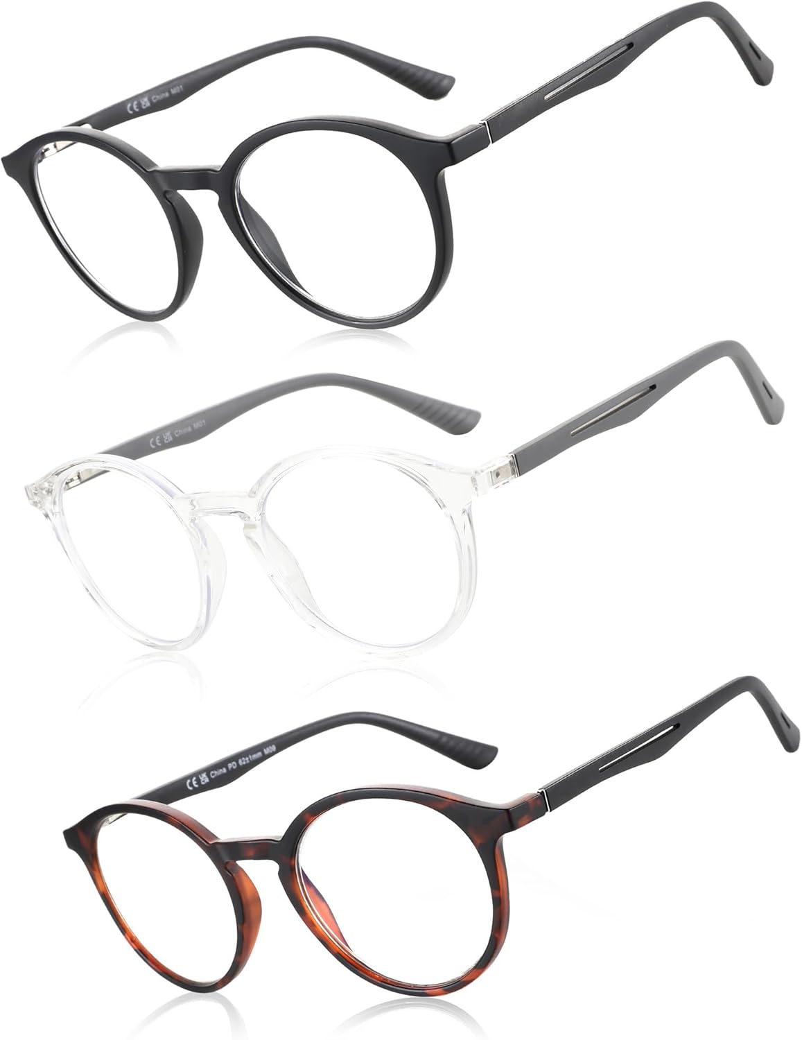 BLUEMOKY Reading Glasses for Men and Women: Blue Light Round Classic Eyeglasses - Computer Readers Glasses