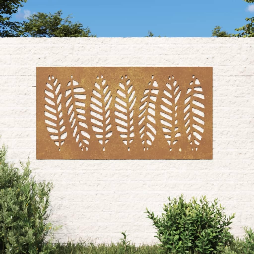 Gecheer Decorazione Muro da Giardino 105x55 cm Foglia Acciaio Corten P1886