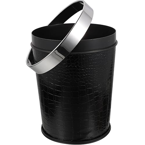 Miniatura 6 de STOBOK Bote de basura de cuero vintage, negro, parte superior abierta