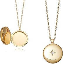 YDD Gold S925 Silver Locket Necklace for Women 9ct 14ct Real Gold Silver, Personalised Photo Locket Gift for Mum Wife Ladies Her 16''-18''