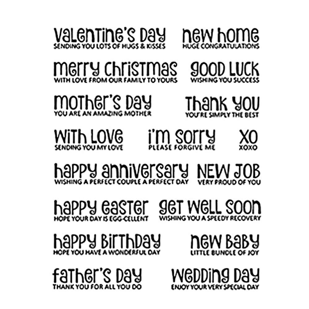 Hqsun Greeting Words Transparent Stamps Sentiments Sayings Phrase Greetings Clear Stamps For Diy Embossing Scrapbook Album Paper Card Decor Craft