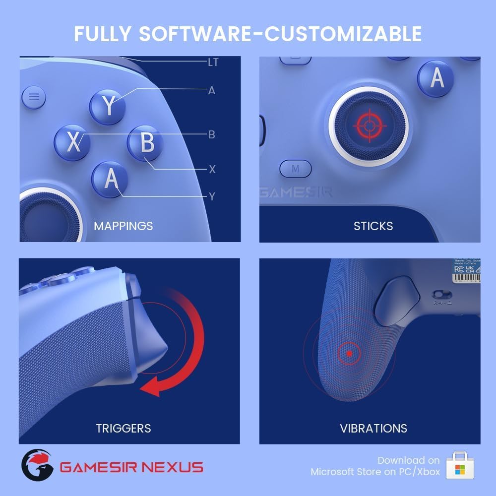 GameSir G7 SE Manette Filaire pour Xbox Series X|S, Xbox One & Windows 10/11, Manette de Jeu Plug and Play avec Joysticks à Effet Hall, Prise Audio 3,5 mm (Bleu)