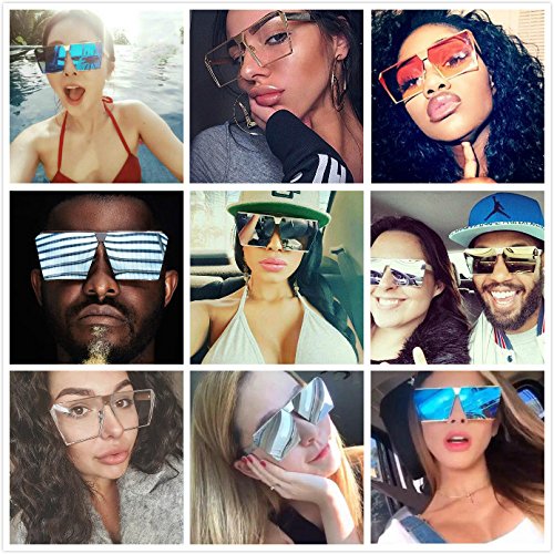 J&L Glasses Oversized Vintage Square Metal Frame Sunglasses4