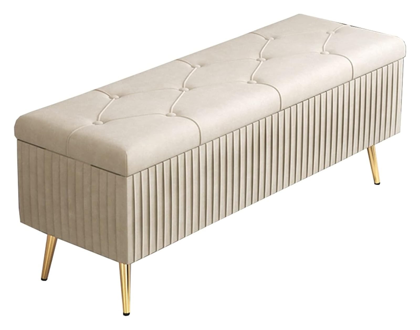 Repose-pieds rembourré en velours chic avec coffre de rangement intégré