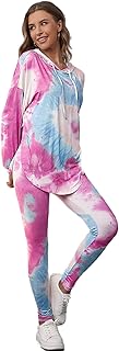 2pc Women Clothing Set Women Unity Tie Dye Drop Shoulder Drawstring Hoodie Leggings