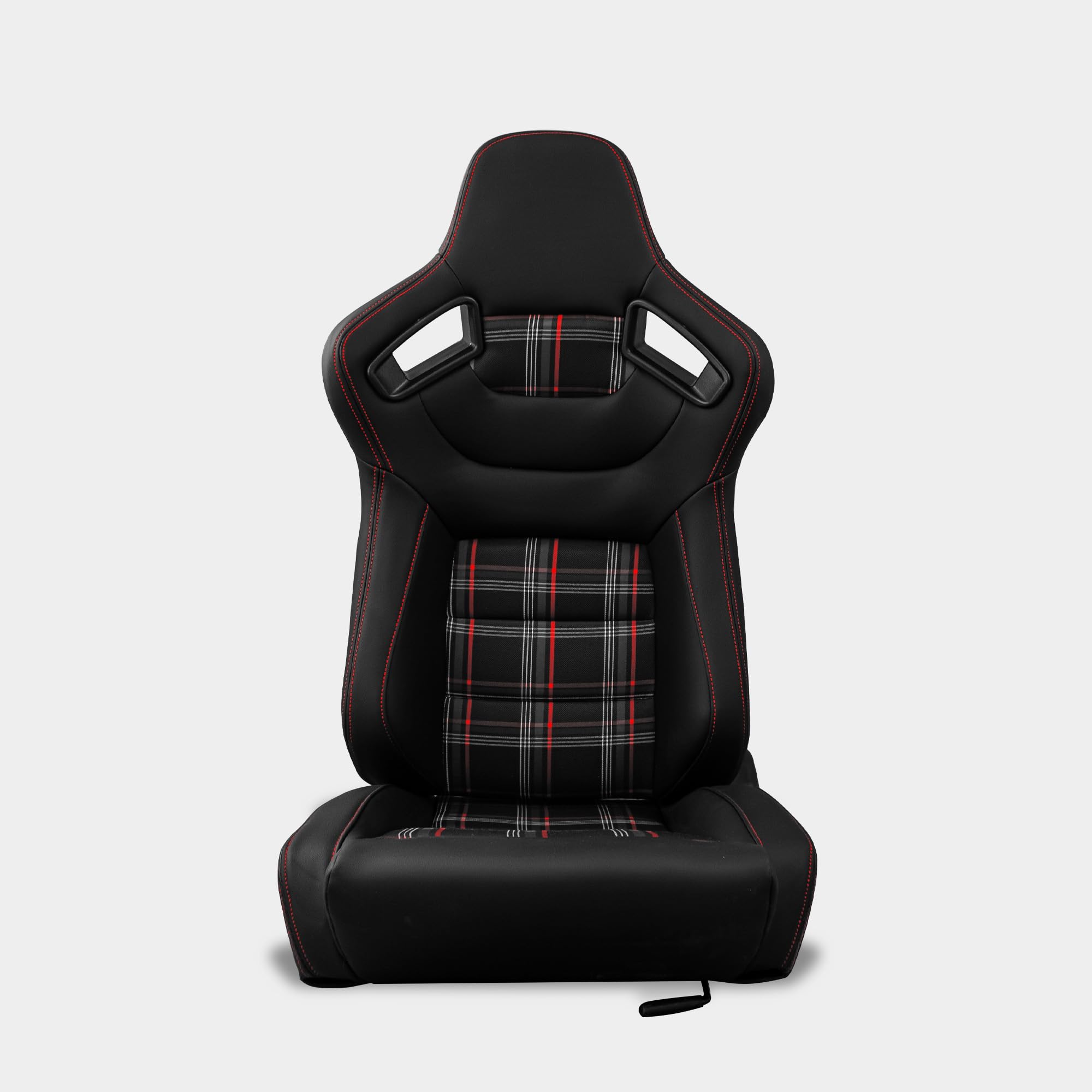 M MODAUTO Semibaquet S.E-S.C Cuero Negro/Paches De Tela/Detalles de Fibra Carbono,Semibaquet Deportivo,Adaptable para Coches,Ríeles Incluidos.N512L