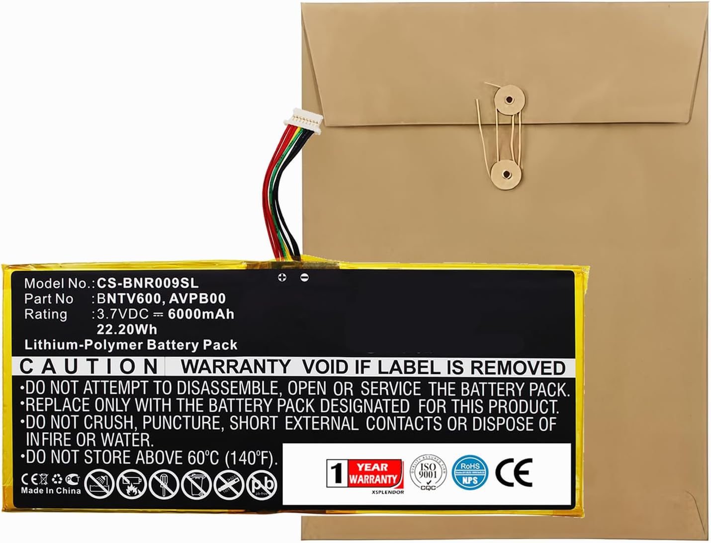 XPS Replacement Battery Compatible with Barnes & Noble BNTV600 Nook HD+ Plus Nook HD+9 Ovation PN AVPB00 AVPB002-A110-01 BNTV600 GB-S02-308594-0100
