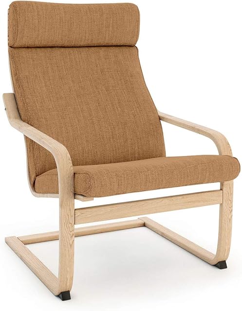 Vinylla Armchair Replacement Cover Compatible with Ikea Poang (Cushion Design 3, Polyester - Khaki)