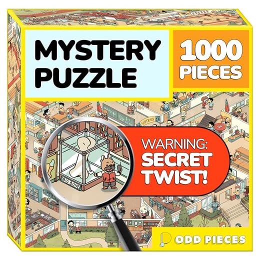 Odd Pieces Mystery Jigsaw Puzzle-1,000 Pcs Mystery Puzzle with Storytelling Comics, Treasure Hunt Clues, Secret Ending-1000 Piece Puzzle for Adults & Kids –19.7'' x 27.6'' Frameable Magic Puzzle Art