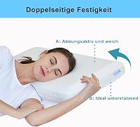Ortopedický vankúš z pamäťovej peny SerenNap 70x42x10 cm, opierka krku pre spánok na boku, obojstranný ergonomický vankúš s odnímateľným poťahom Oeko-Tex, biely 3