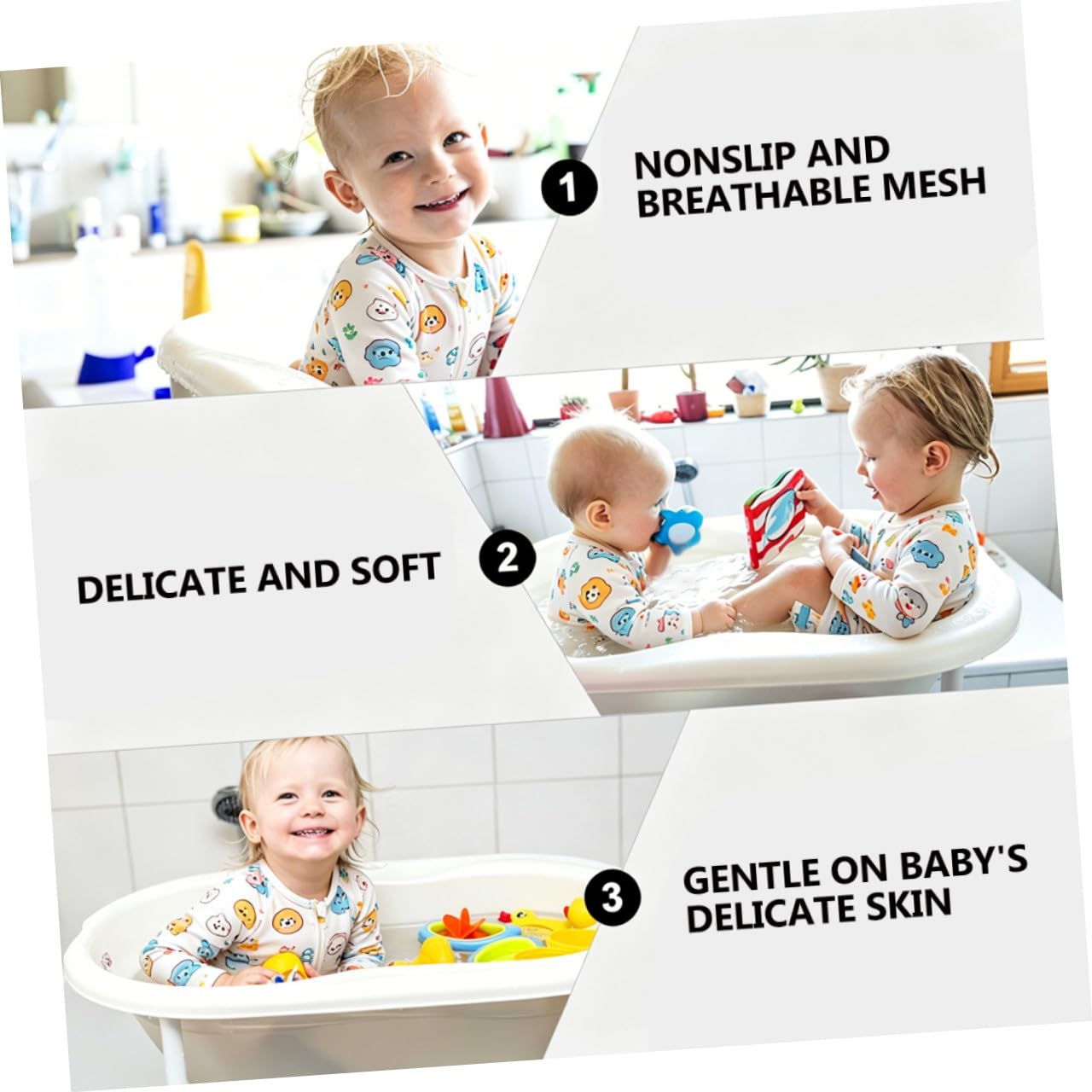 Bath Seat Support Net for Newborns Portable Shower Bath Tub Pad with Safety Strap Lightweight and Comfortable Bathroom Bather for Secure Head and Body Rest