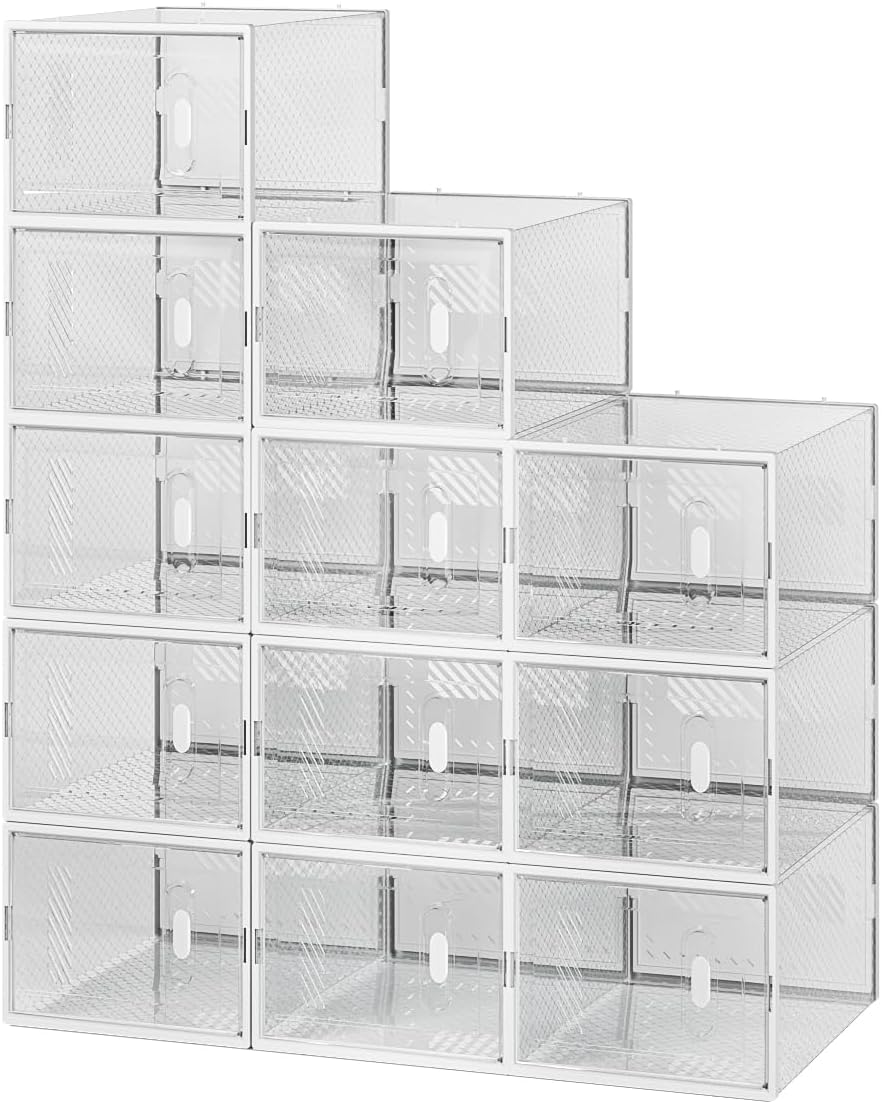 MYHMCT Shoe Storage Boxes Shoe Organizer for Closet, 12 Pack Clear