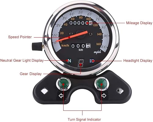 Miniatura 2 de Velocímetro universal de motocicleta de 12 V, odómetro doble, velocímetro, pantalla de retroiluminación digital, agujero de montaje de 3.740 in,
