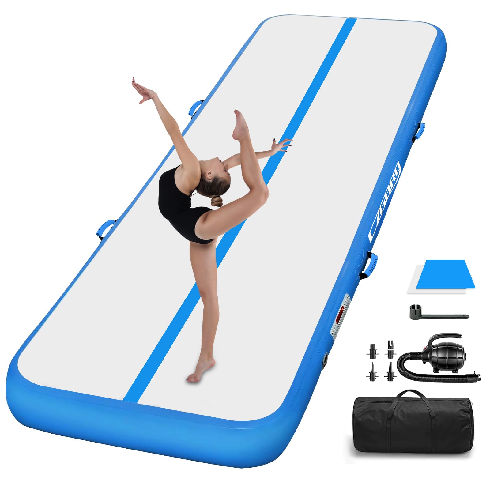 Tumbling Track Mat Thickness Inflatable Gymnastics Mats Air Mat Tumble Track, Air Floor Training Mats with Air Pump for Kids Gym Home Use Cheerleading Yoga
