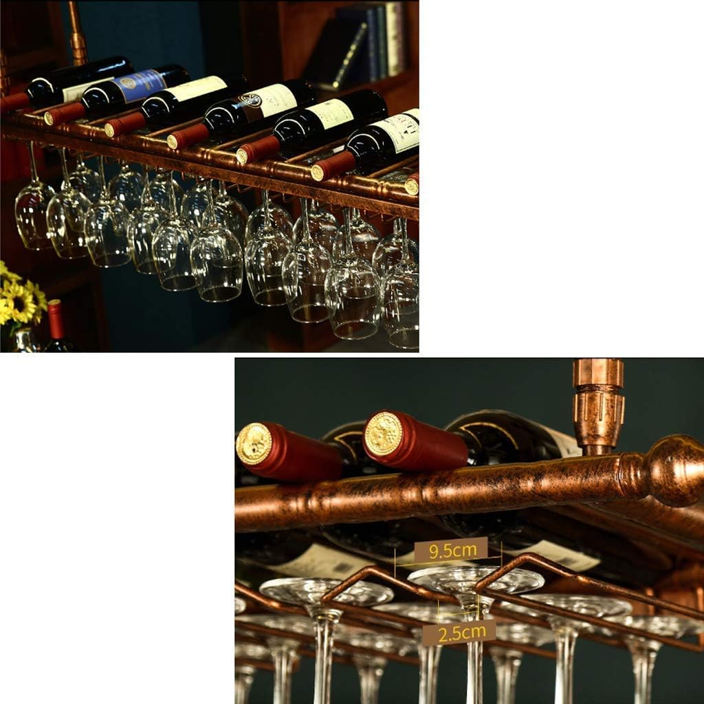 Wine Rack,Bar,Restaurant,Wine Glass Rack,Home Holder Upside Down Simple Style Iron Hanging Rack Ceiling Decoration Shelf for S,Restaurants,60X30Cm