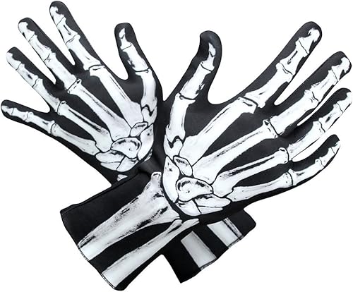 Amosfun Guantes de esqueleto de Halloween, guantes de esqueleto de dedo completo, unisex, para fiesta de Halloween, cosplay, accesorio de disfraz de