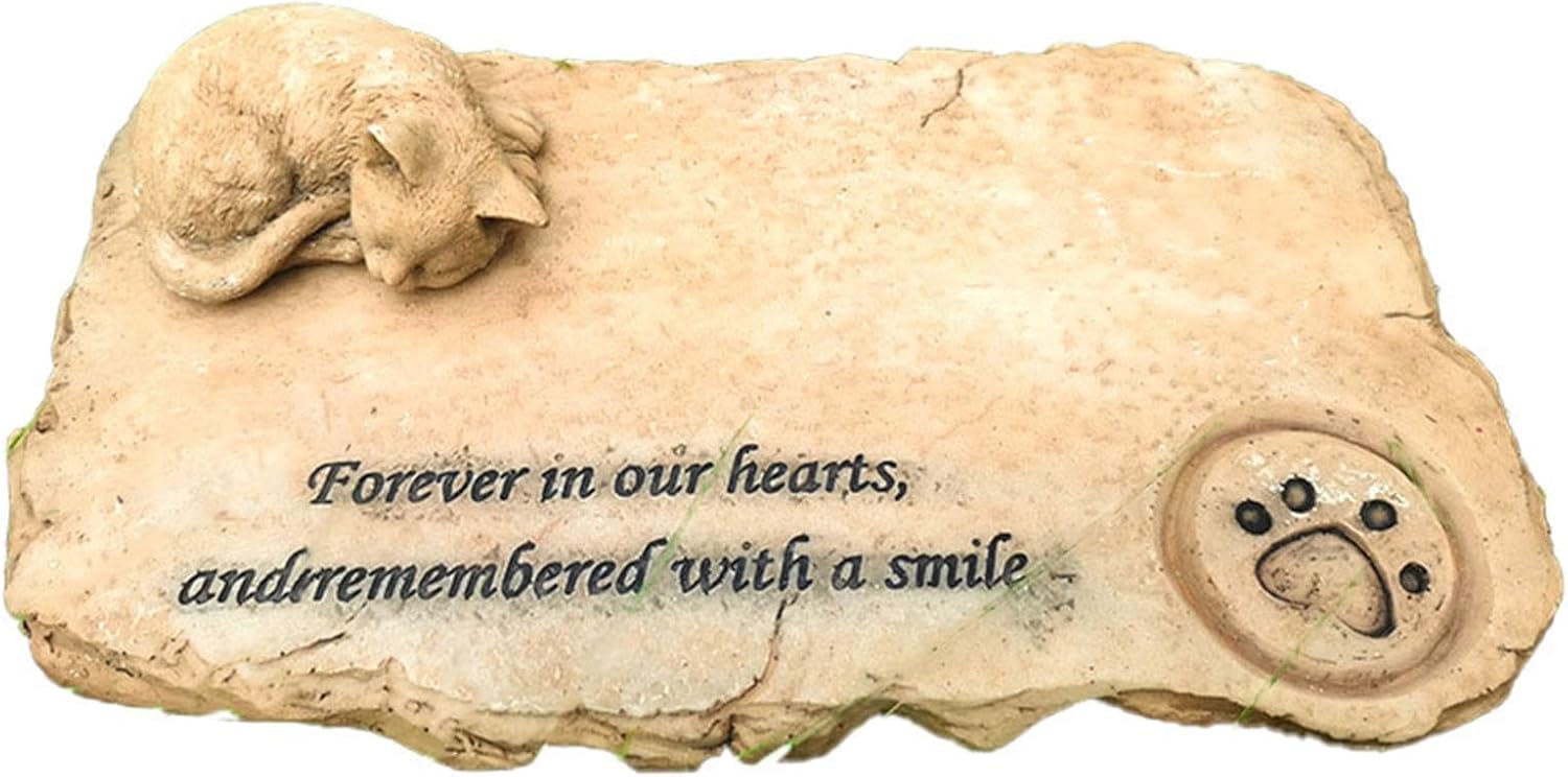 Personalized Pet Grave Markers - Beautiful Pet Memorial Stones for Cat Memorial Stones - Custom Pet Headstones for Cats - Cherished Cat Memorials & Funerary Remembrance Plaques,Sand Color