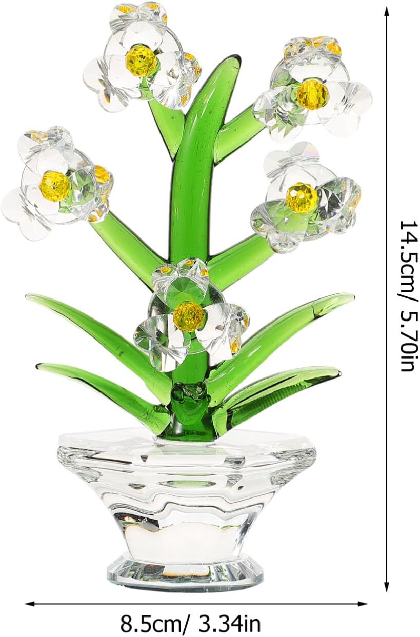 Cabilock Crystal Orchid Bonsai Statue Ornament Crystal Decor for Study Room Bedroom and Office for Birthdays and Anniversaries
