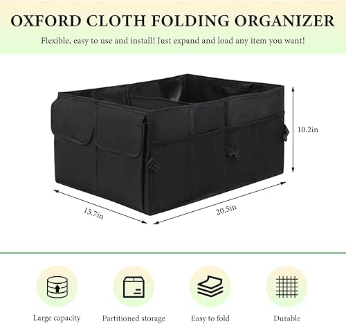 Miniatura 2 de Organizador de asiento trasero para maletero de automóvil, organizador plegable de múltiples compartimentos con bolsillos de red, caja de