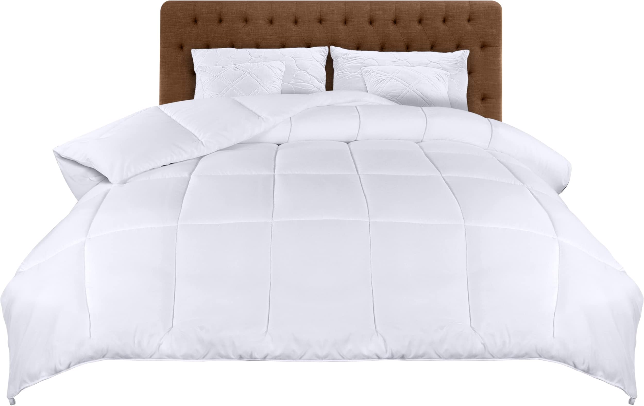 Duvet 220 x 240 cm, Lightweight Quilt with Polyester Filling for 4 Seasons, Microfibre Double (White)