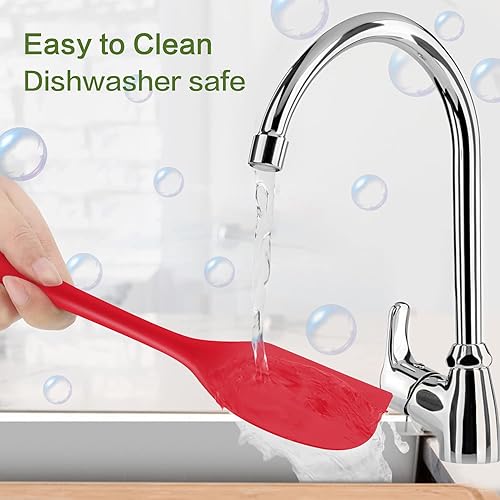 Miniatura 4 de Paquete de 2 espátulas para tarros, espátula raspadora de silicona de mango largo, raspador de goma antiadherente para tarros, cocina, hornear,