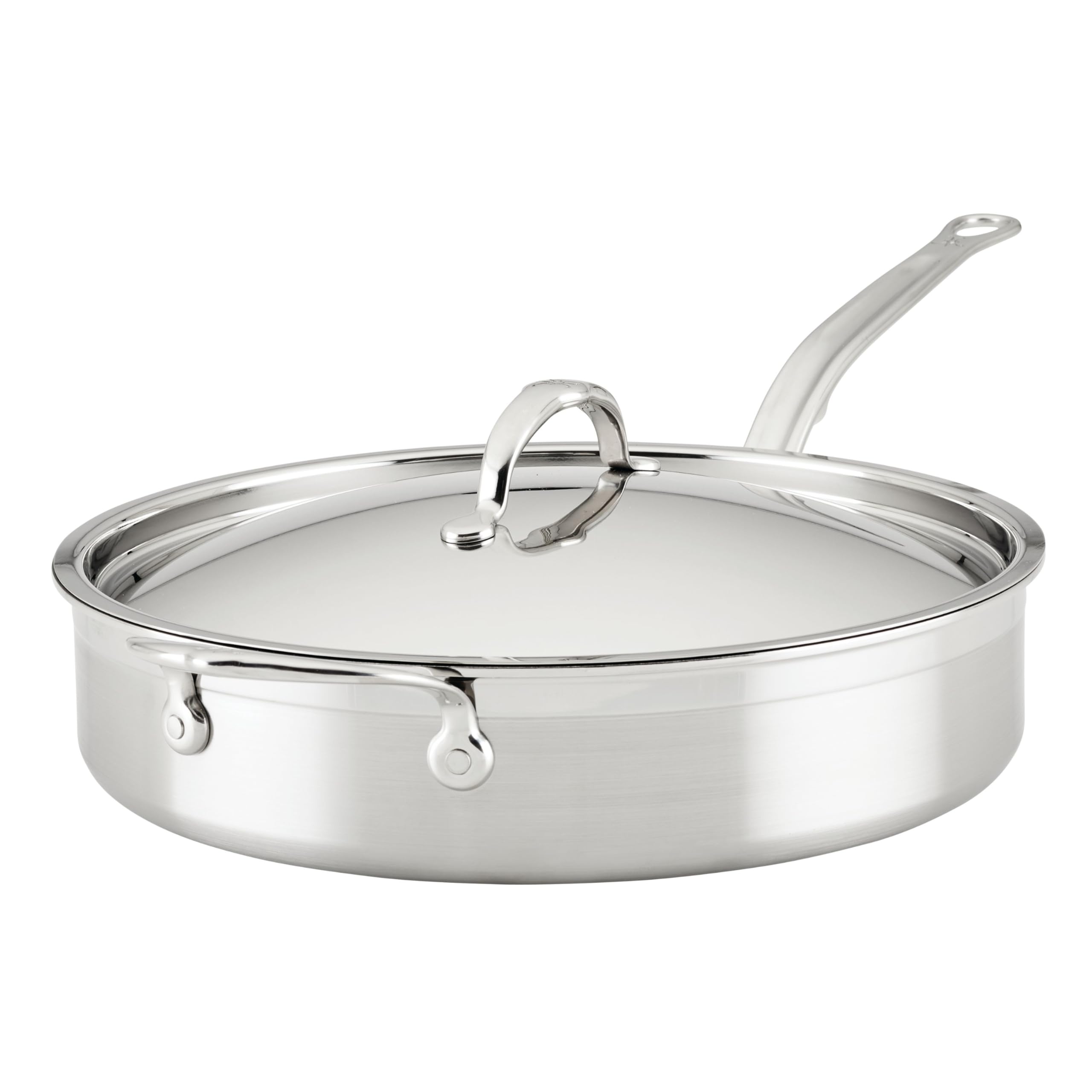 Hestan ProBond Professional Clad Stainless Steel TITUM Nonstick Sauté Pan with Lid, Induction Cooktop Compatible, Silver 5 Qt