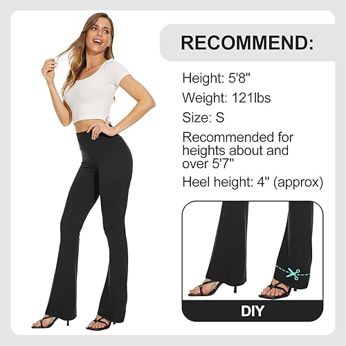 Miniatura 2 de TNNZEET Pantalones de yoga negros acampanados para mujer leggings casuales de cintura alta cruzada con corte de bota