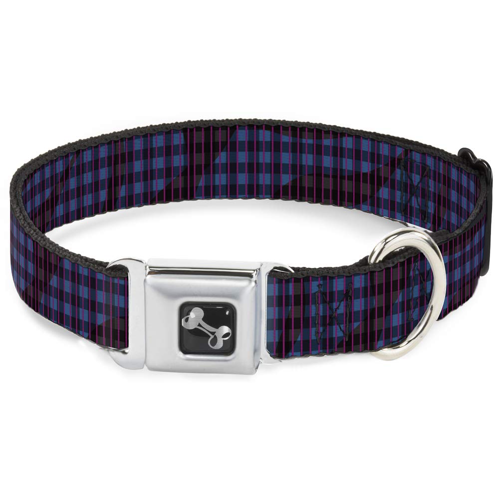 Collier de chien Buckle Down os pour balade en ville motif plaid 15-66 cm