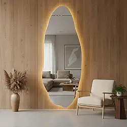 Espelho com LED Touch Três cores Orgânico 90x40cm – Moderno para Banheiro, Quarto Sala de jantar e Closet com Acabamento Premium
