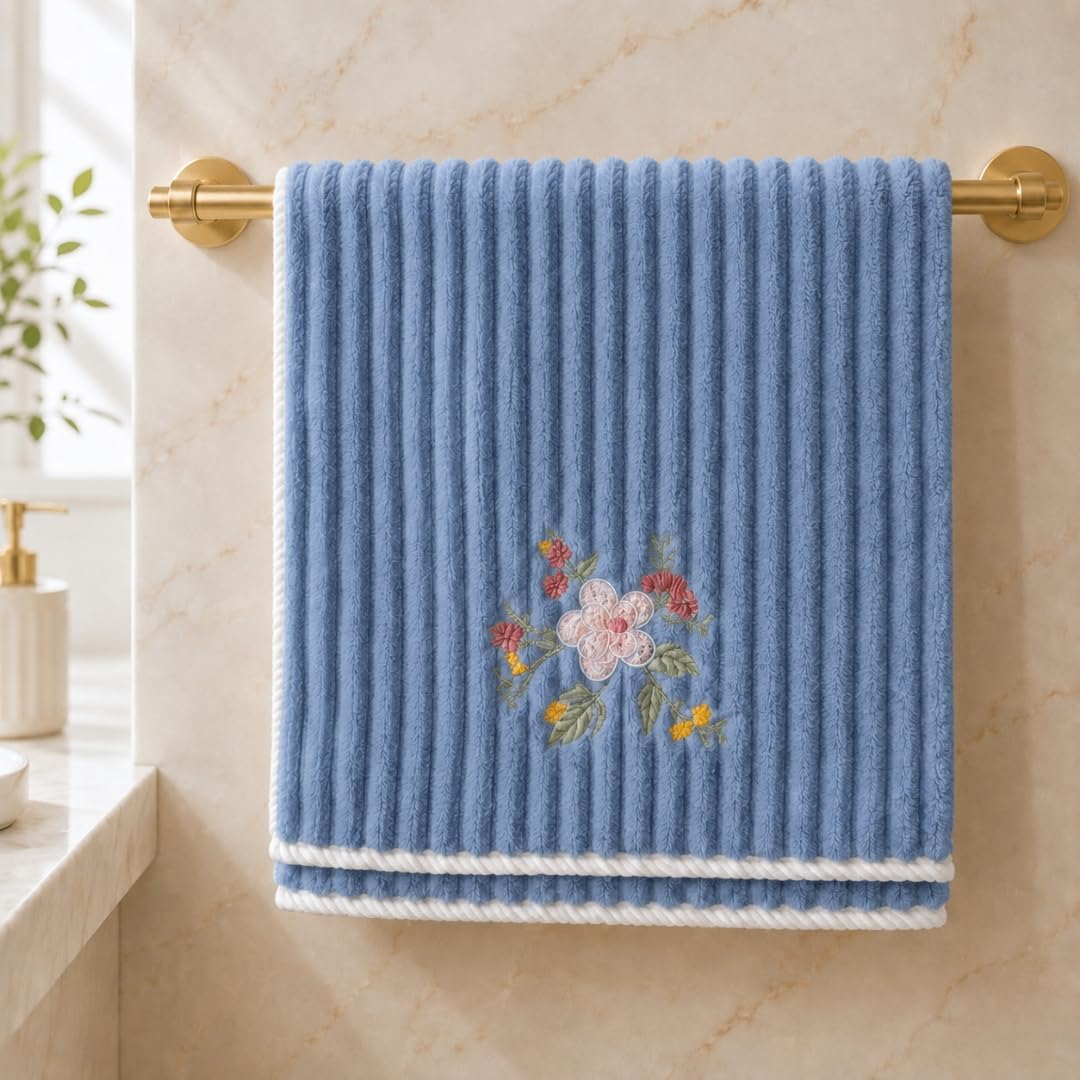 DIVYAM Microfiber Bath Towel for Women Large Size | 410GSM Korean Plush Soft Full Body Bathing Towel | Highly Absorbent Quick Dry Microfiber Towel for Girls | Ultra Soft Lightweight Blue Color-image-9