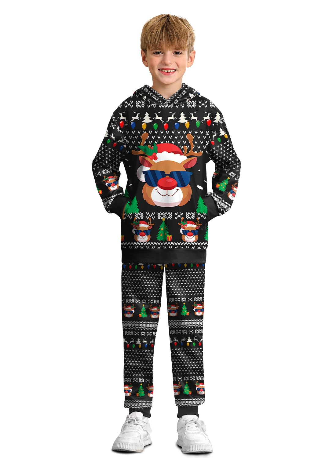 BesserBay Boys Funny Ugly Christmas 2 Piece Set with Graphic Sweatshirt and Pants 4-14 Years
