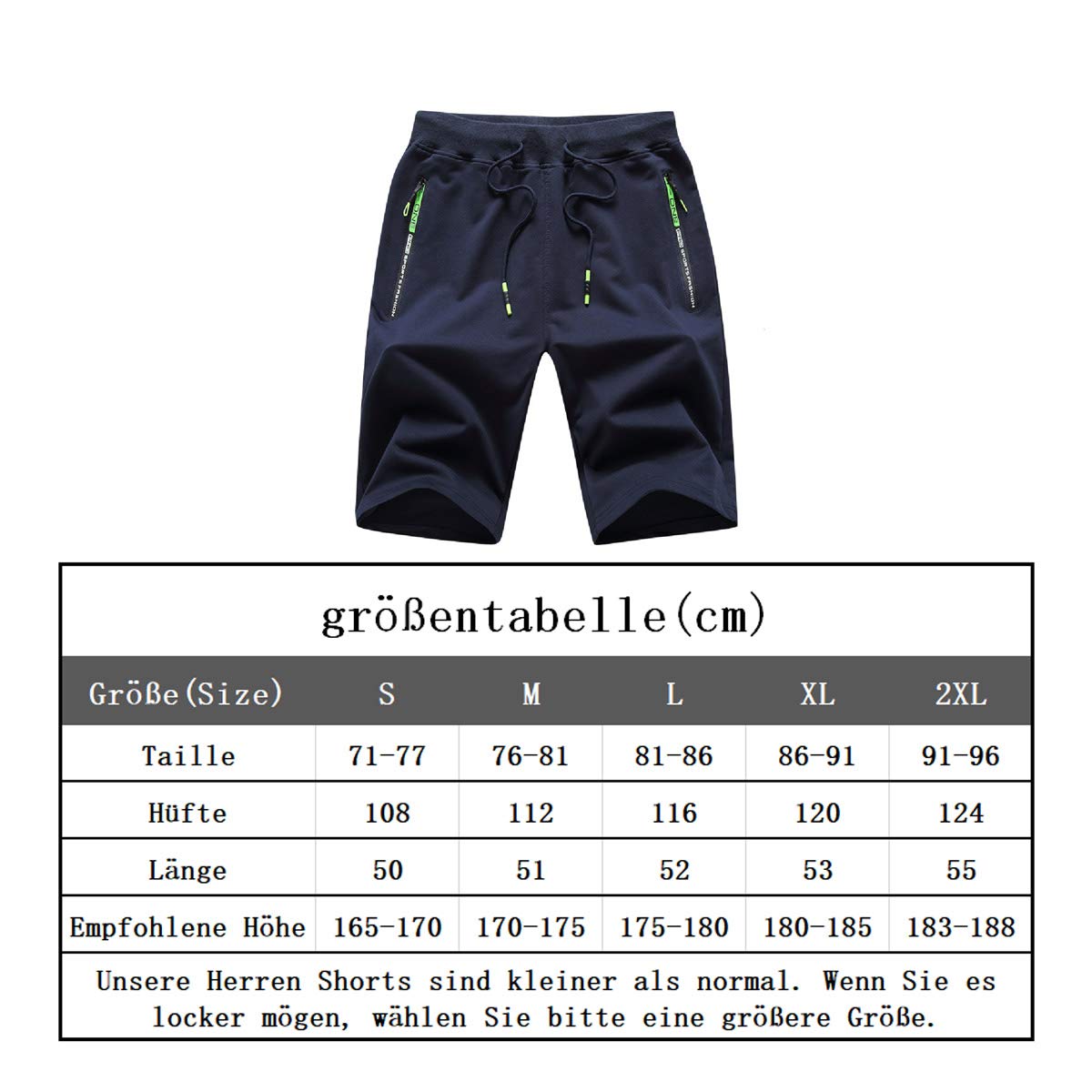 JustSun Pantaloncini Uomo Shorts Sportivi con Tasche con Zip
