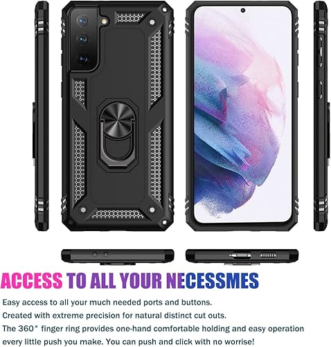 Miniatura 2 de Funda para Galaxy S21 Plus 5GS21+ SM-G996U con protector de pantalla de vidrio templado, grado militar magnético para Samsung Galaxy S21 Plus (rojo)