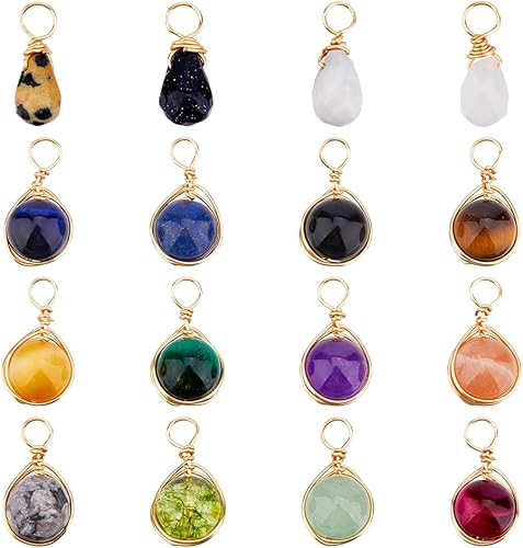 SUPERFINDINGS Colgantes de piedras preciosas chapado en oro platino alambre de cobre envuelto redondo colgante encanto cuarzo cristal piedra encantos