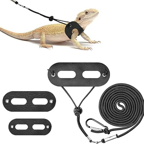 Bearded Dragon Leash and Harness Set,Lizard Leash Bearded Dragon，3 Size Pack Adjustable Small Animal Harness for Reptile and Small Pet(Old Black) 3 Size Pack Old Black