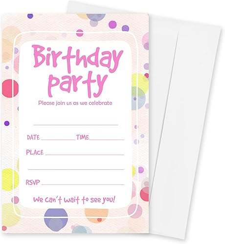 Miniatura 6 de Invitaciones de cumpleaños para niña, 20 invitaciones temáticas de lentejuelas con purpurina de doble cara con sobres para niña, recuerdo de fiesta