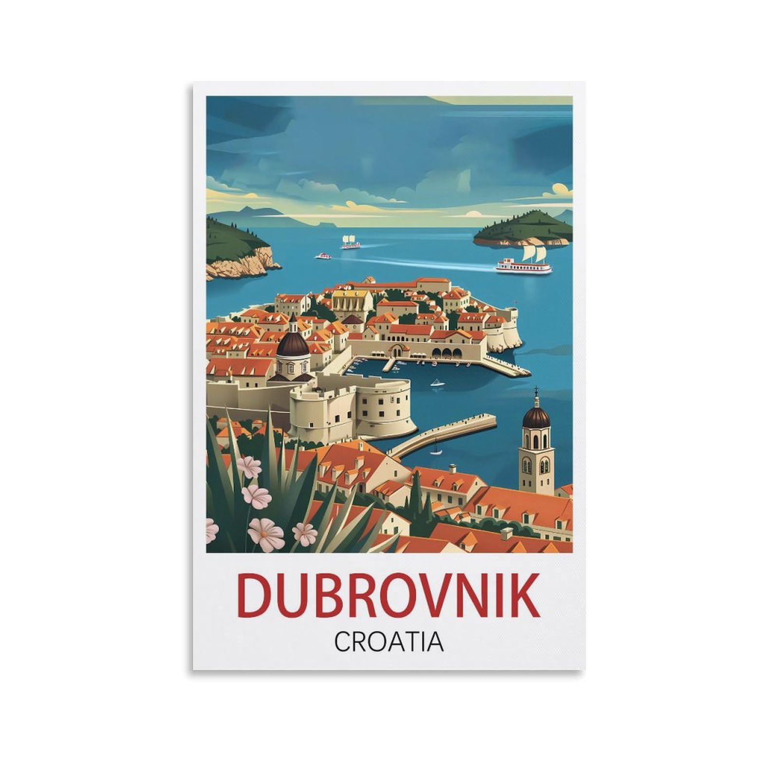 EZMLFA Diamond Painting Art Kits,Dubrovnik Croatia,5D Diamond Painting Kit for Adults Beginners, DIY Full Round Drill Gem Art Kits for Home Decor 40x40cm