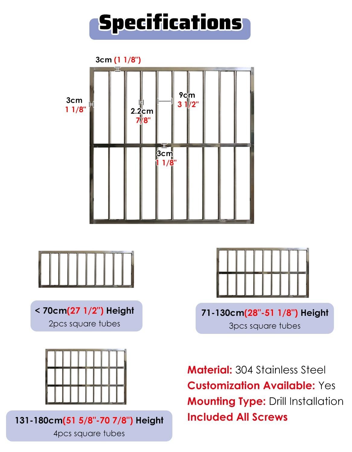 Inferriate per Finestre Inferriata per Finestra Antiruggine, Protezione | Grande Ringhiera per Balcone Residenziale a Forma di Cancello per Animali Domestici, Bambini, Gatti, Cani, Fissaggio a Vite