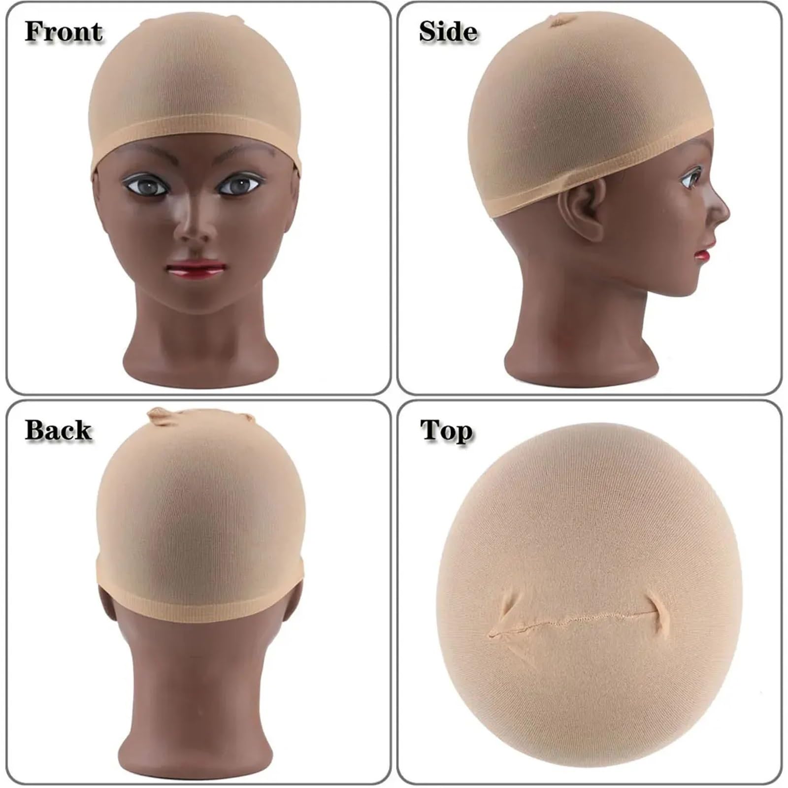 Gorra de peluca barata, media for pelucas, red for calvas, nailon elástico(20Pieces Beige)