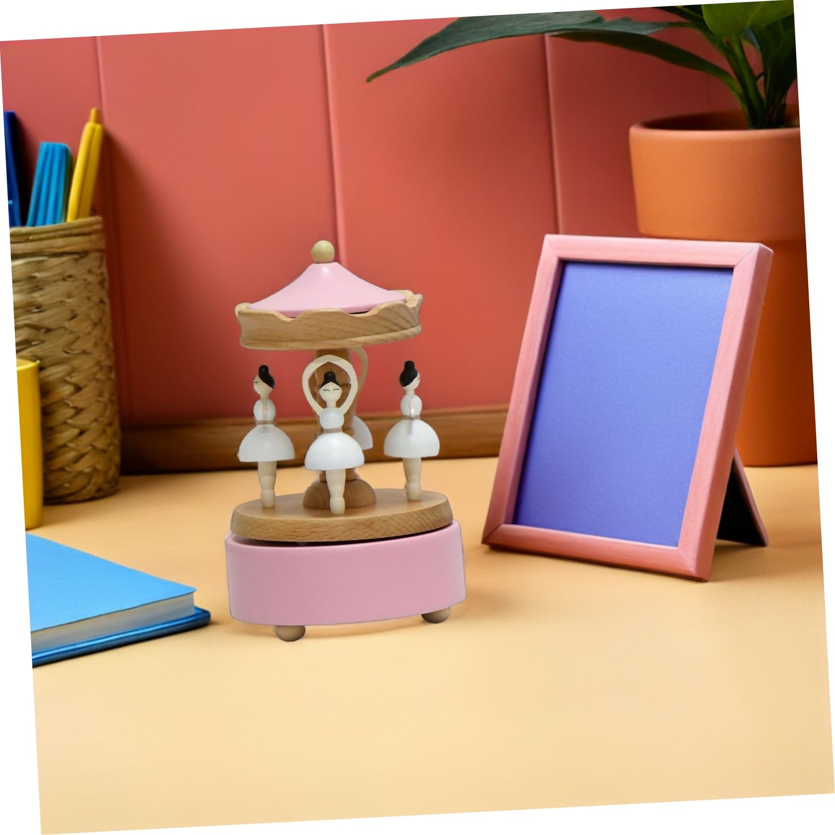 Alipis Caja de Música de Ballet de Madera Giratoria Diseño Vintage Bailarina Caja Musical para Escritorio Obsequio para Niña Madre o Hija