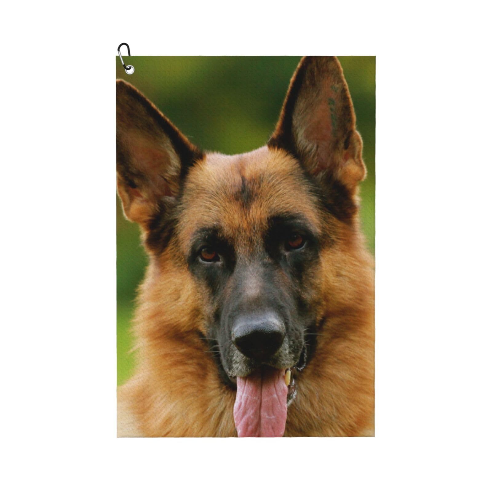 Hnnkloy Happy German Shepherd Printed, 16x24 in Portable Waffle Golf Towels with Carabiner Clip for Golf Bag